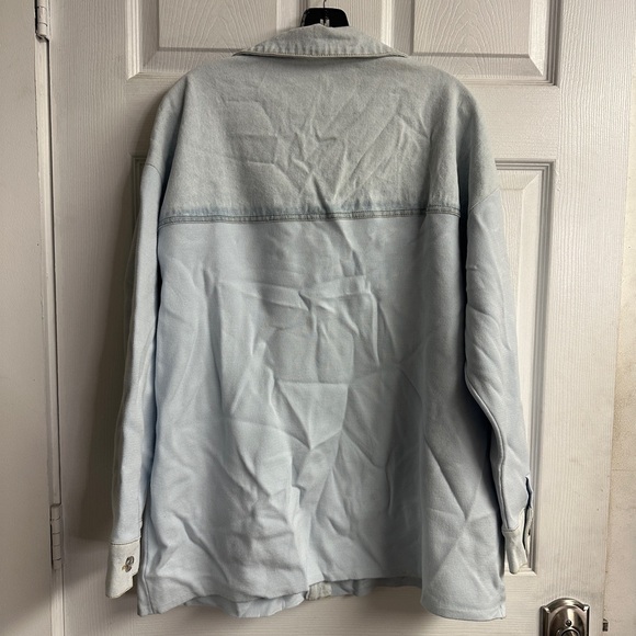 Gwendy Denim Trim Knit Shirt Jacket - Picture 5 of 5